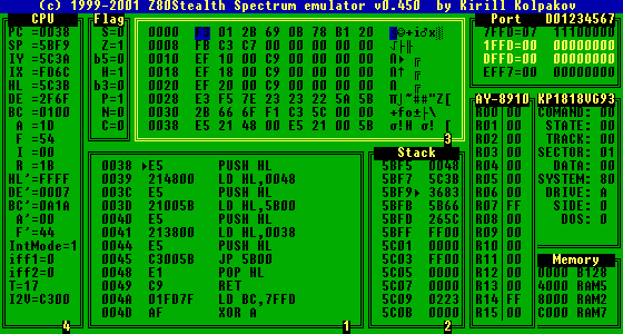 Z80 Stealth screen 1